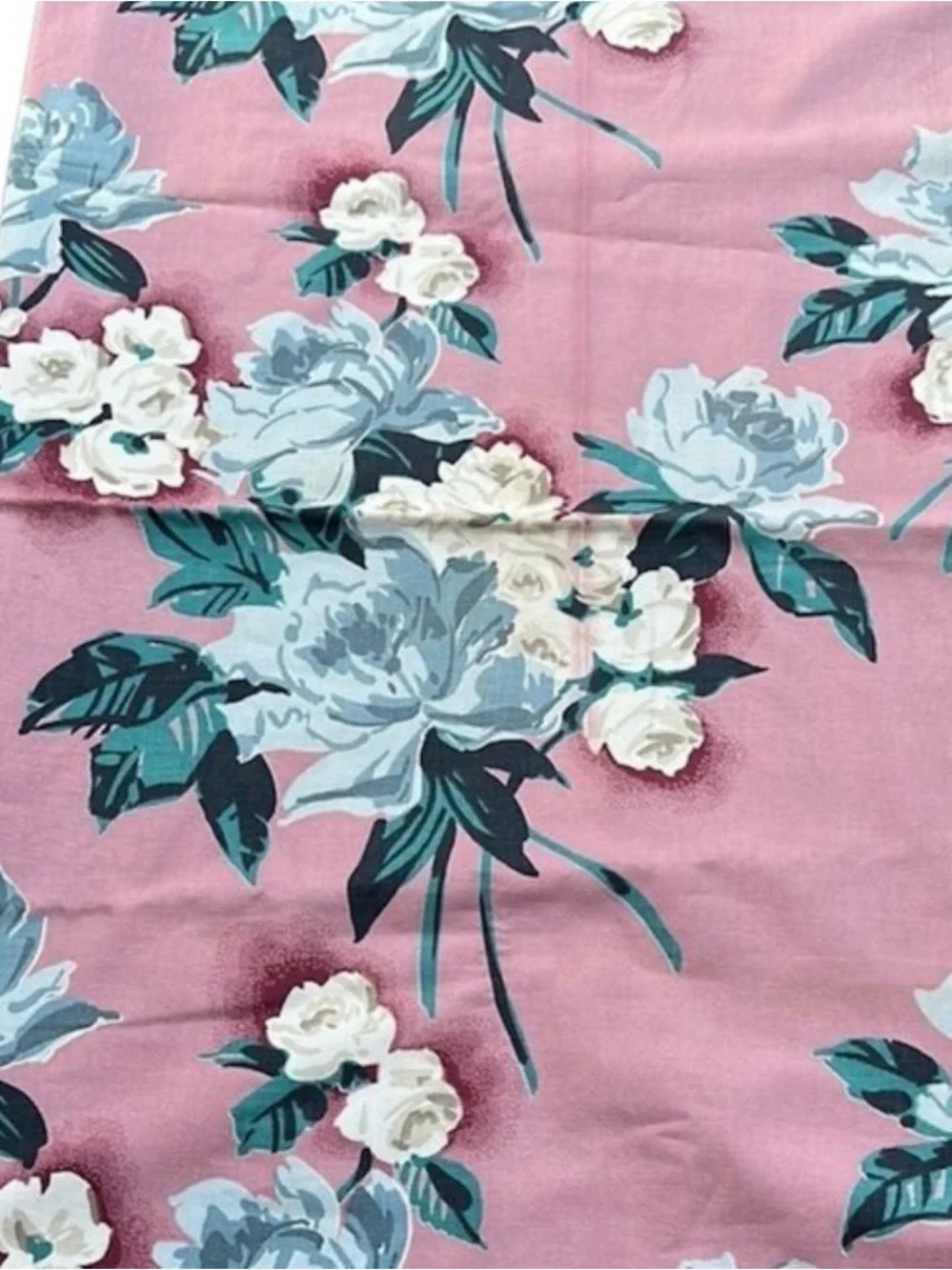 Vintage Barkcloth Curtain Panel Saison Print Vat Prints Fabric
